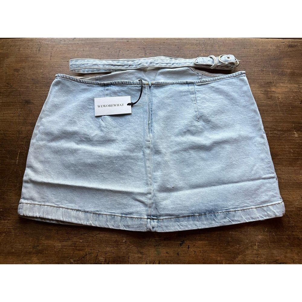 We Wore What Skirt Size Large Womens Light Blue Cut Out Denim Mini NWT - Picture 2 of 10